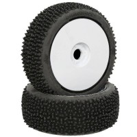 HB Megagrid Mounted Tires - Red/White Wheel/1:8 Buggy - 1pr