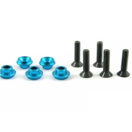 T-WORK's Flanged Servo Washer Set - TAMIYA BLUE- 5pcs