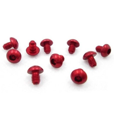 TWORK's 7075-T6 Hex. Socket Button Head Screw RED 3x4mm - 10pcs