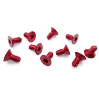 TWORK's 7075-T6 Hex. Countersink Screw RED 3mm x 4mm - 10pcs