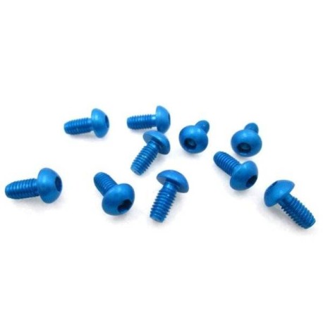 TWORK's 7075-T6 Hex. Socket Button Head Screw BLUE 3x6mm - 10pcs