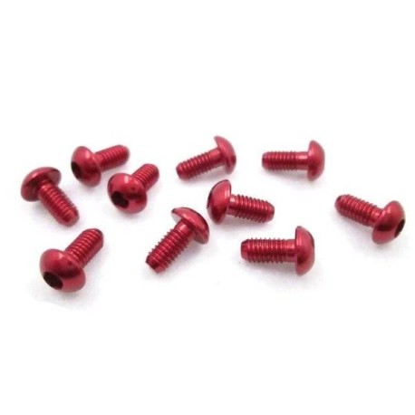 TWORK's 7075-T6 Hex. Socket Button Head Screw RED 3x6mm - 10pcs