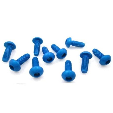 TWORK's 7075-T6 Hex. Socket Button Head Screw BLUE 3x8mm - 10pcs