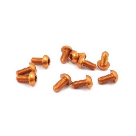 TWORK's 7075-T6 Hex. Socket Button Head Screw ORANGE 3x8mm - 10pcs