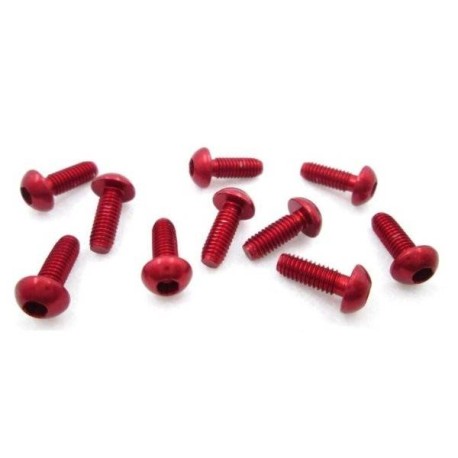 TWORK's 7075-T6 Hex. Socket Button Head Screw RED 3x8mm - 10pcs