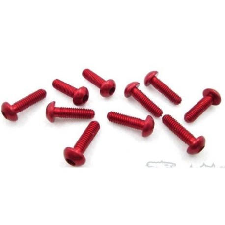 TWORK's 7075-T6 Hex. Socket Button Head Screw RED 3x10mm - 10pcs