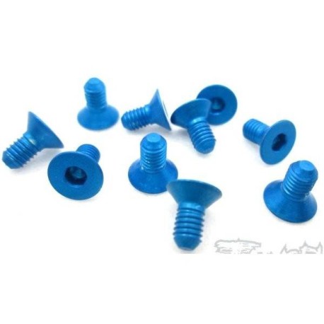 TWORK's 7075-T6 Hex. Countersink Screw BLUE 3mm x 6mm - 10pcs