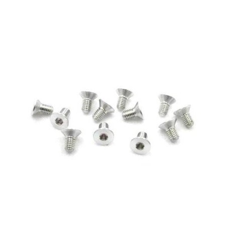 TWORK's 7075-T6 Hex. Countersink Screw SILVER 3mm x 6mm 12pcs