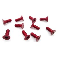TWORK's 7075-T6 Hex. Countersink Screw RED 3mm x 8mm - 10pcs