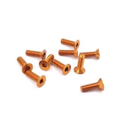 TWORK's 7075-T6 Hex. Countersink Screw ORANGE 3mm x 10mm - 10pcs