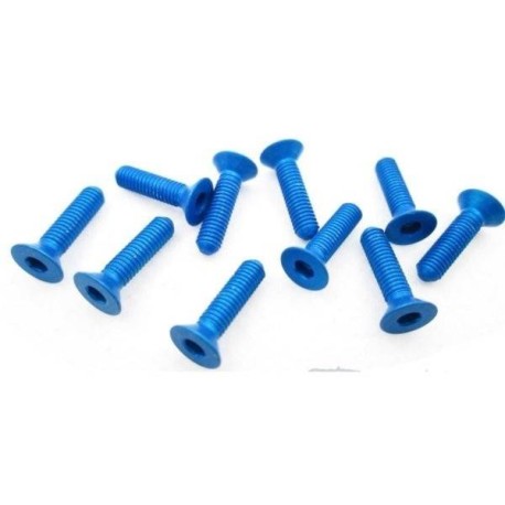 TWORK's 7075-T6 Hex. Countersink Screw BLUE 3mm x 12mm - 10pcs