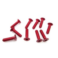 TWORK's 7075-T6 Hex. Countersink Screw RED 3mm x 12mm - 10pcs