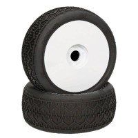 HB Beams Mounted Tires - White/White Wheel/1:8 Buggy - 1pr