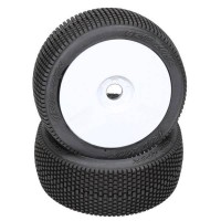 HB Gridlock V3 Mounted Tires - Pink/White Wheel/1:8 Buggy - 1pr