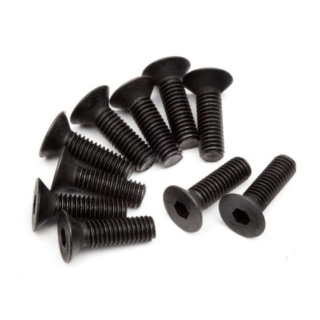 HB RACING Flat Head Screw M3x10mm Hex Socket - 10pcs