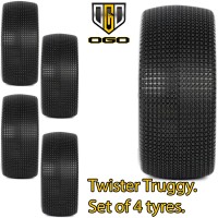 OGO-BT1510BMS OGO 1/8 Truggy Twister Tyres, Med/Soft, 4Pcs