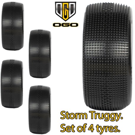 OGO 1/8 Truggy Storm Tyres - B1 Compound - Soft (Orange) - 4Pcs