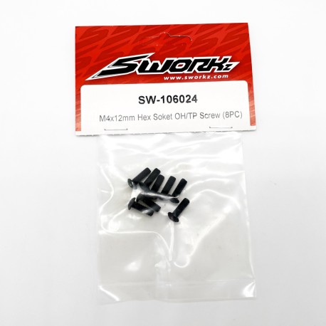 SWORKz M4x12mm Hex Soket OH/TP Screw - 8pcs