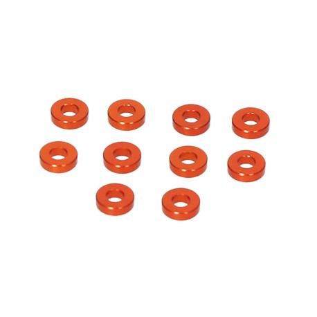 HB RACING Anodized Aluminium Washer (M3 x 7 x 2mm) - Orange - 10Pcs