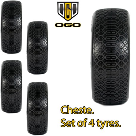 OGO 1/8th Buggy Cheste Tyres/4Pcs - Soft (Orange)