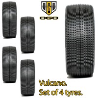 OGO 1/8th Buggy Vulcano Tyres/4Pcs - Clay - Soft (Purple)