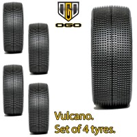 OGO 1/8th Buggy Vulcano Tyres - B1 Compound - Super Soft (Yellow) - 4Pcs