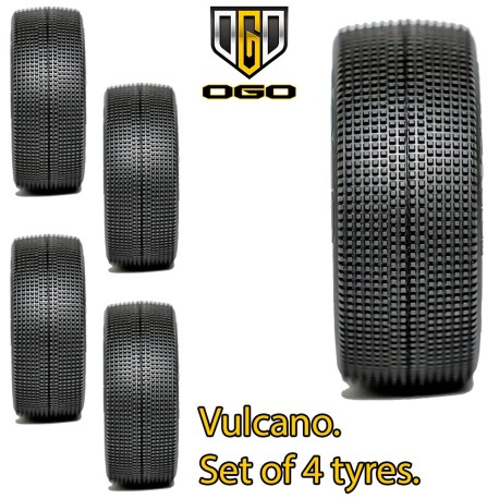 OGO 1/8th Buggy Vulcano Tyres - B1 Compound - Soft (Orange) - 4Pcs