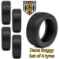 OGO 1/8th Buggy Dana Tyres - Clay Compound - Super Soft (Pink) - 4Pcs