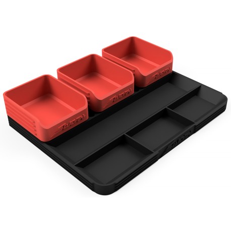 SWORKz 3D-Printed Pit Tray with 3 Parts Boxes (Black/Red)