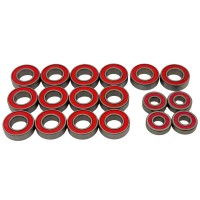 SWORKz 1/8 Drivetrain Bearing Kit (Red Rubber Case) - 18Pc