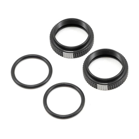 SWORKz S104 EVO/S12-1 Aluminum Shock Spring Adjust Nut Black - 2 pcs