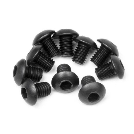 HB RACING Button Head Screw M3x4mm Hex Socket - 10pcs