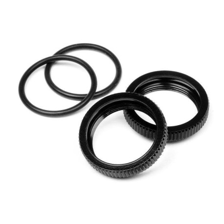 HB RACING Big Bore Shock Spring Adjust Nut Black - 2pcs