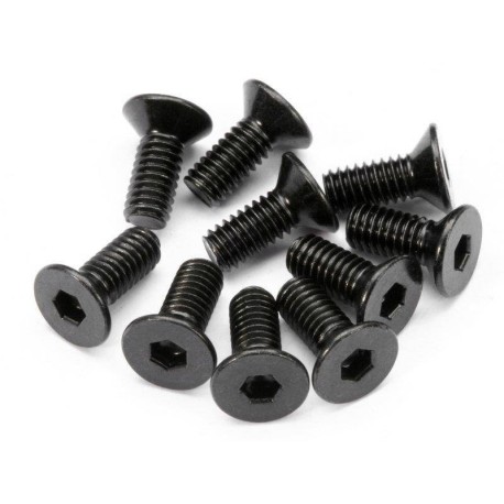 HB RACING Flat Head Screw M4x10mm Hex Socket - 10pcs