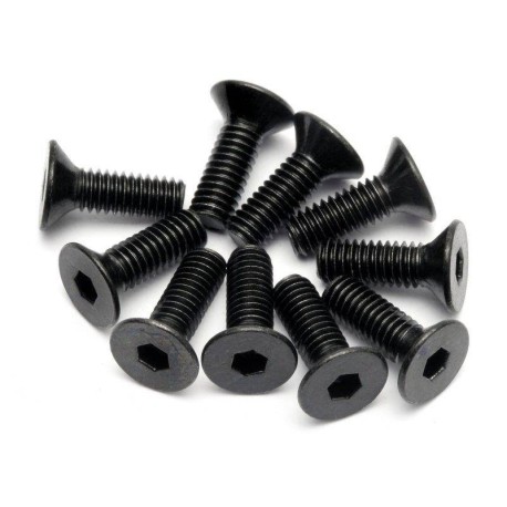 HB RACING Flat Head Screw M4x12mm Hex Socket - 10pcs