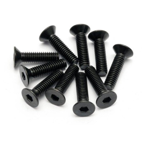 HB RACING Flat Head Screw M4x15mm Hex Socket - 10pcs