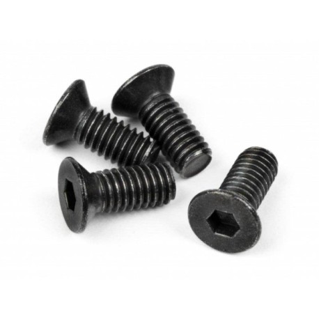 HB RACING Flat Head Screw M4x10mm Hex Socket/Thin Type/4pcs