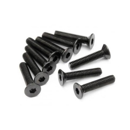 HB RACING Flat Head Screw M3x15mm Hex Socket - 10pcs